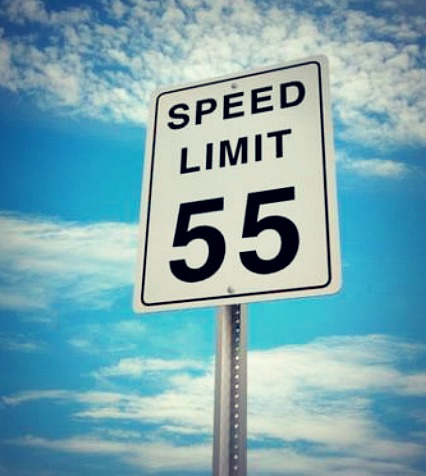 road sign 55 mph limit